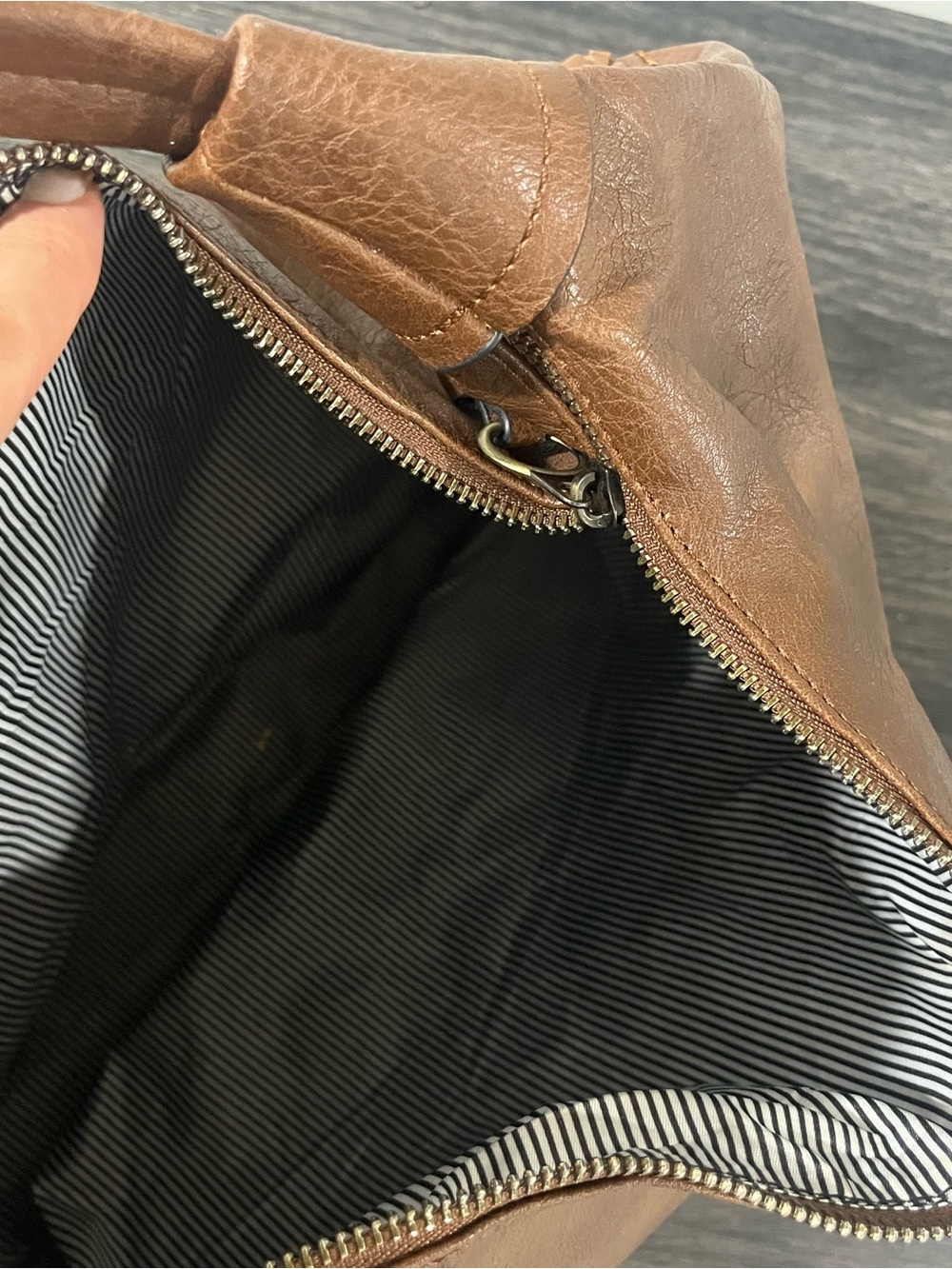 T.J.Maxx Brown Leather Shoulder Bag with Cherry Charm - Picture 5 of 5